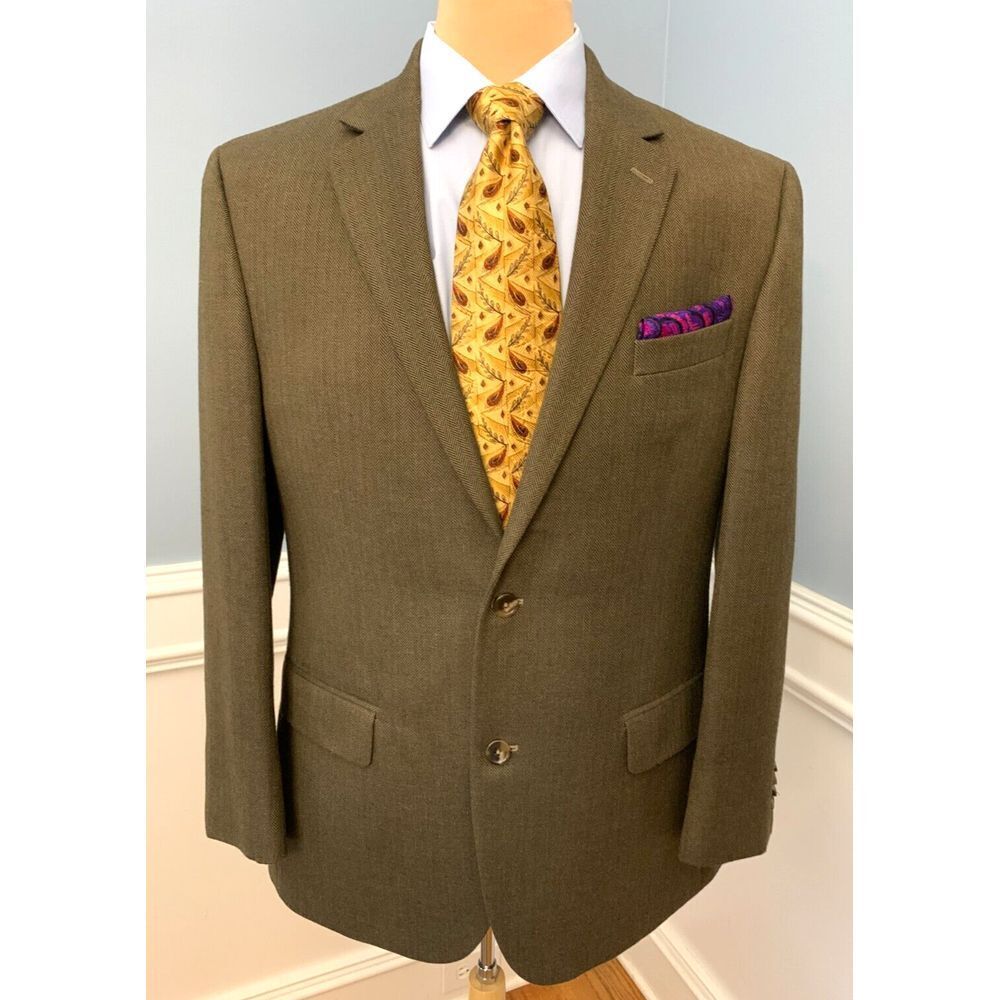 Michael Kors Herringbone Twill Blazer Mens 42R Wool Jacket Sportcoat